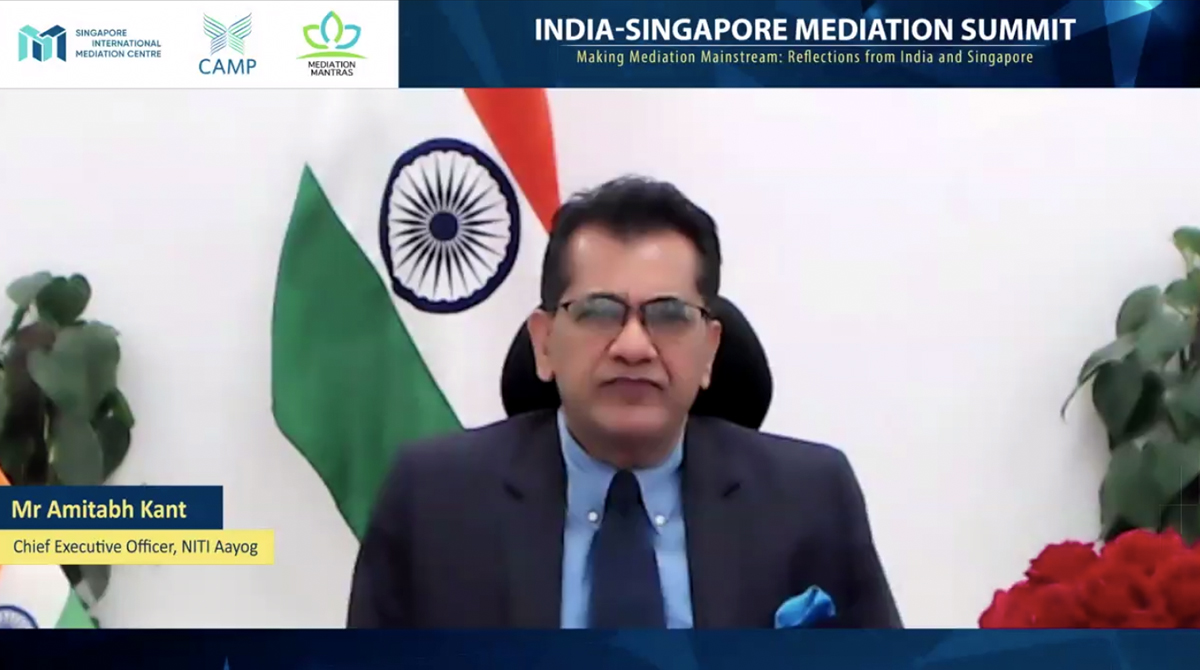 Mr. Amitabh Kant, CEO NITI Aayog, at India - Singapore Mediation Summit 2021