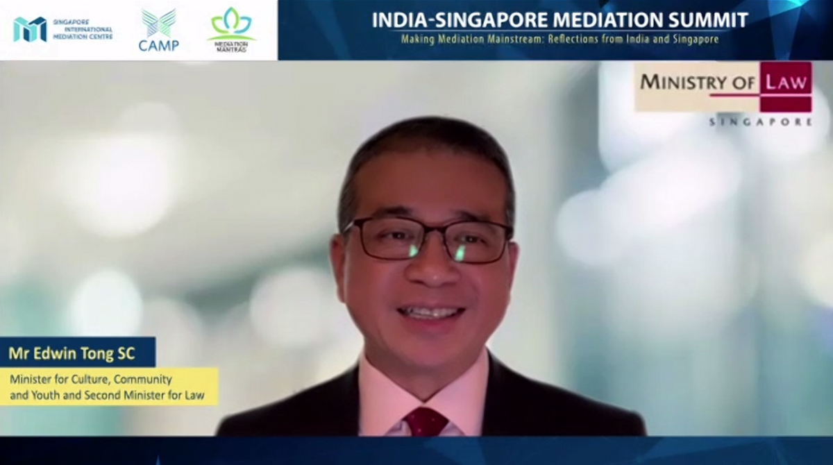 Mr. Edwin Tong SC, Second Minister for Law, Singapore, at India - Singapore Mediation Summit 2021