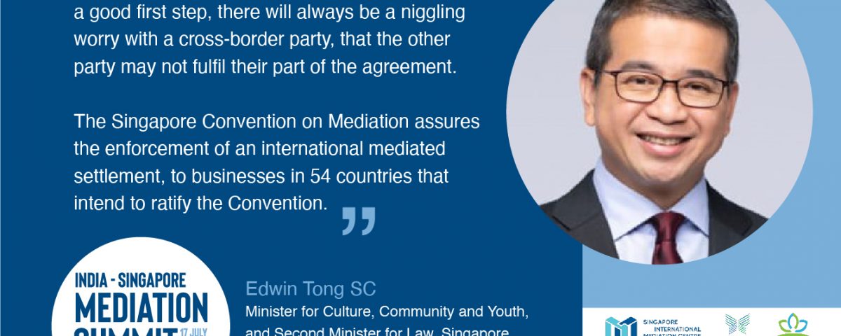 Edwin Tong SC, Minister for Culture, Community and Youth, and Second Minister for Law, at India - Singapore Mediation Summit 2021